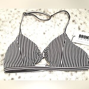 NWT Bromelia Striped Bikini Top Black/White size XS
